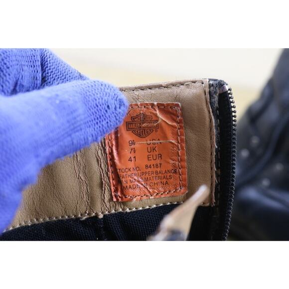 Harley Davidson Boots 9.5 Black Leather Ashby Harness Mid Calf Engineer Biker - Picture 7 of 14